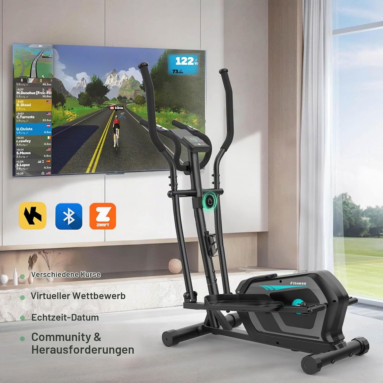 NEEZEE mágnesfékes elliptikus tréner – 16 fokozat, 6 kg lendkerék, Bluetooth, LCD kijelző, 130 kg teherbírás - Image 2