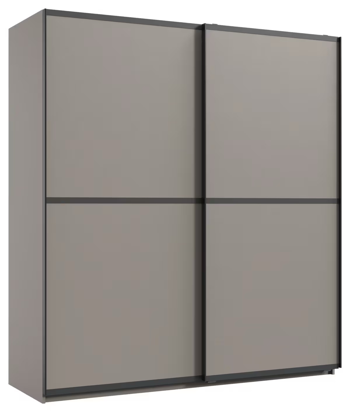 Ulm tolóajtós ruhásszekrény – Sahara szürke/fekete – 180 × 198 × 65 cm (X20771) - Image 2