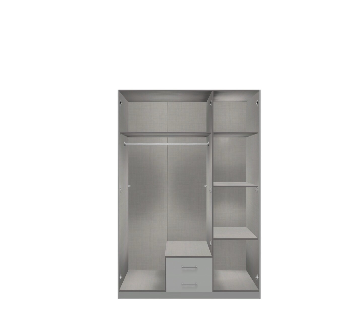 DUO 3 ajtós tükrös ruhásszekrény 2 fiókkal – fehér/króm – 135 × 199 × 58 cm (078) - Image 3