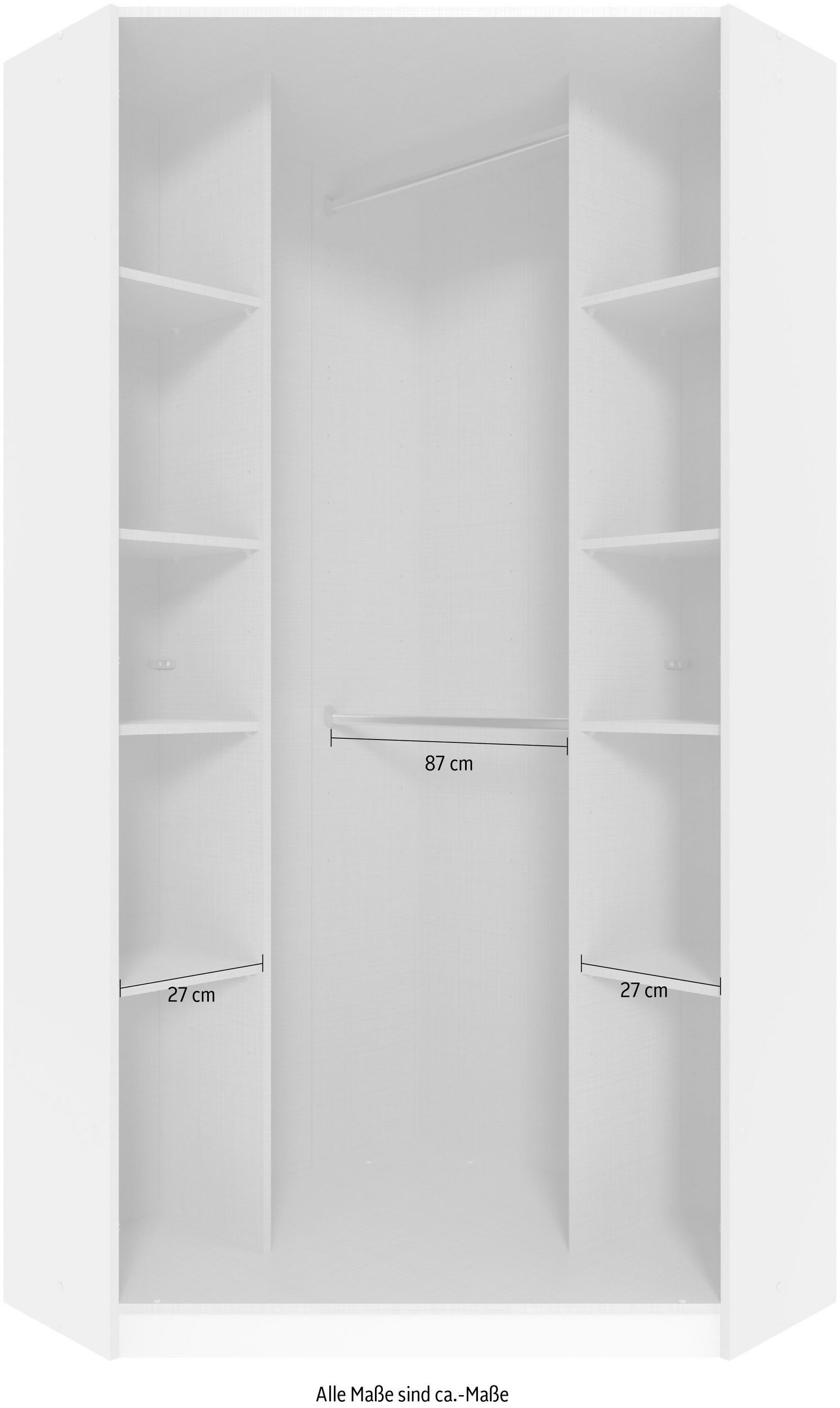 Wimex Marburg sarok ruhásszekrény 95 × 95 × 199 cm – sahara szürke, artisan tölgy fogantyúval (T76511) - Image 5