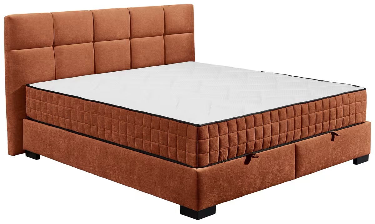 NAGOL box ágy ágyneműtartóval, 9 zónás H3–H4 matraccal, konyak színben – 180 × 200 cm - Image 2