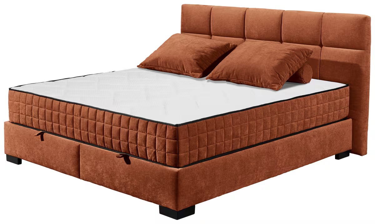 NAGOL box ágy ágyneműtartóval, 9 zónás H3–H4 matraccal, konyak színben – 180 × 200 cm - Image 4