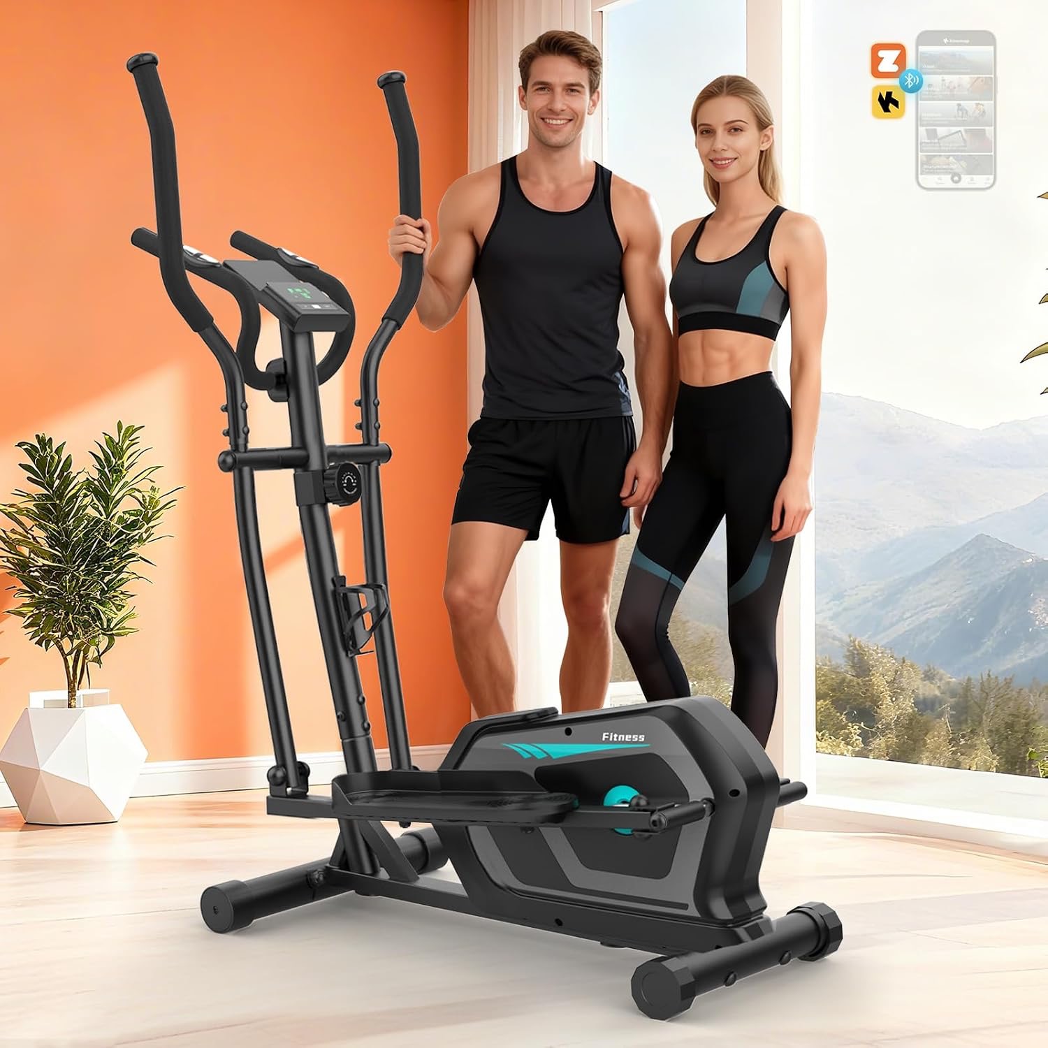 NEEZEE mágnesfékes elliptikus tréner – 16 fokozat, 6 kg lendkerék, Bluetooth, LCD kijelző, 130 kg teherbírás