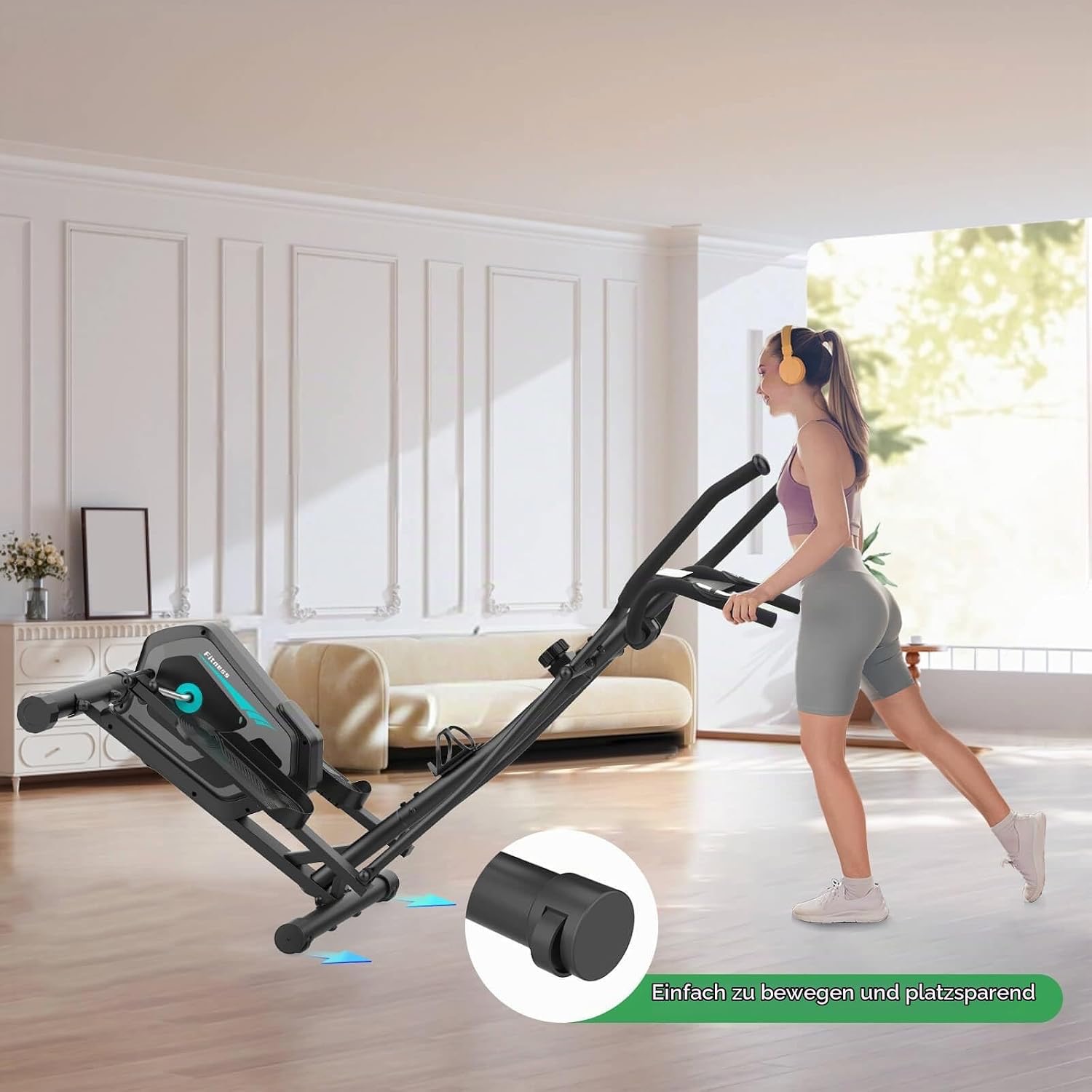 NEEZEE mágnesfékes elliptikus tréner – 16 fokozat, 6 kg lendkerék, Bluetooth, LCD kijelző, 130 kg teherbírás - Image 6