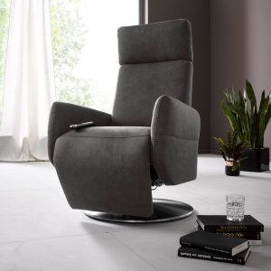 KOBRA XL 2 motoros elektromos relaxfotel beépített lábtartóval, nubukhatású mikroszálas kárpittal – szürke – 71 × 112 × 82 cm