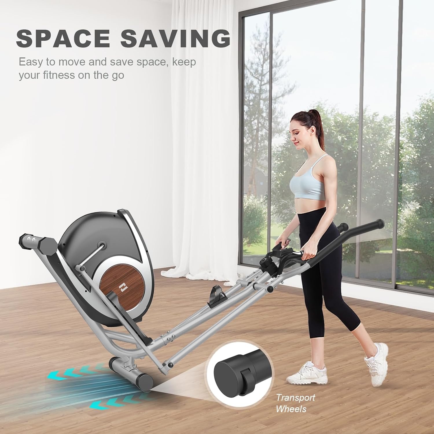 AB24001-BK-BT mágnesfékes elliptikus tréner Bluetooth kapcsolattal, pulzusméréssel – 120 kg teherbírás - Image 6