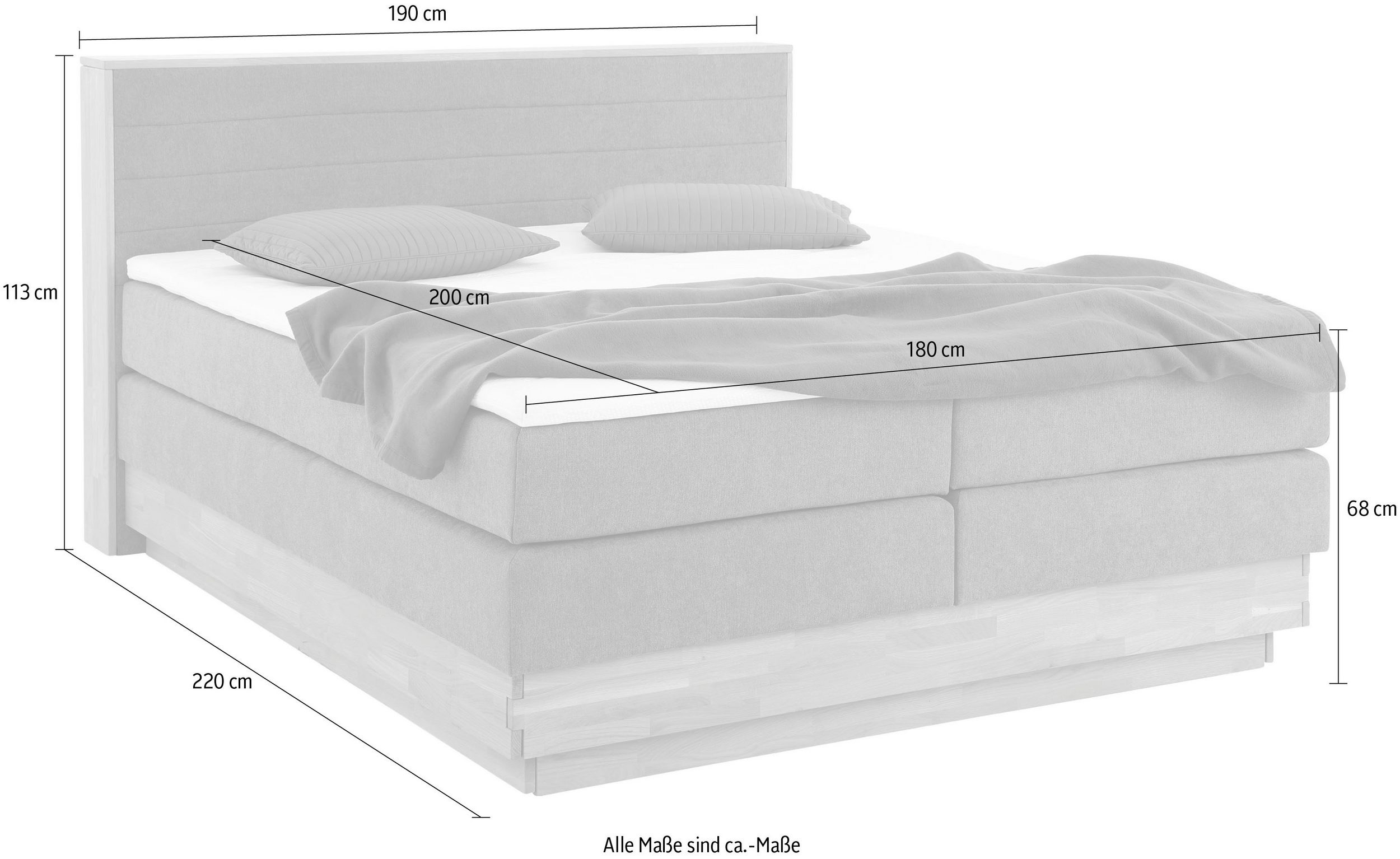 CAVAN prémium boxspring franciaágy 180 × 200 cm – antracitszürke szövet, tömör tölgyfa keret, 2 ágyneműtartó, H3/H4 matrac és fedőmatrac - Image 9