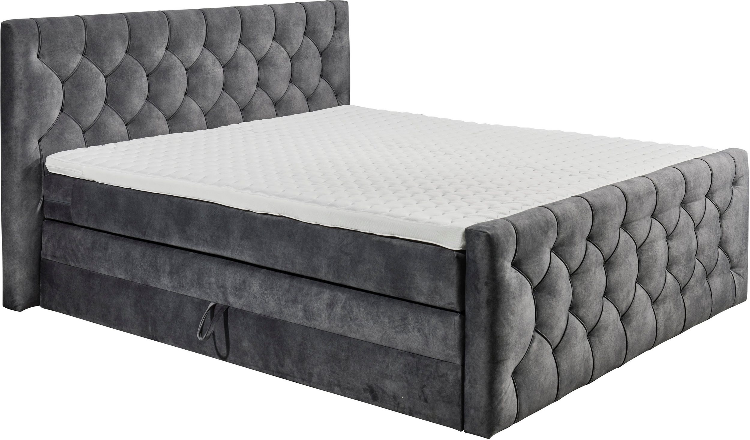 CASHFIELD boxspring ágy 160 × 200 cm – antracitszürke mikrovelúr, ágyneműtartóval, 7 zónás H3 táskarugós matraccal és 6 cm-es topperrel - Image 7